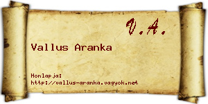 Vallus Aranka névjegykártya